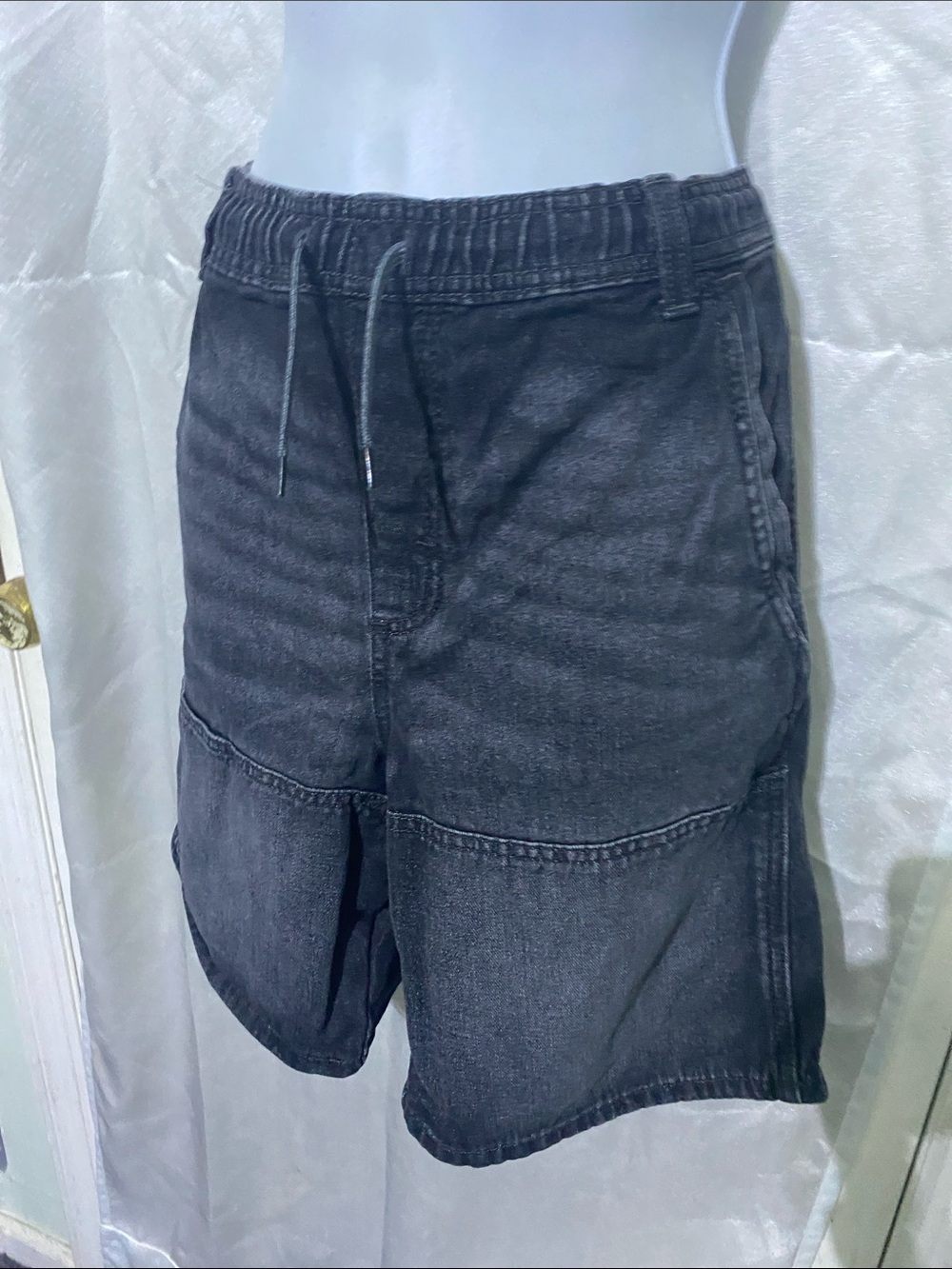Wrangler Black Washed Denim Drawstring Shorts